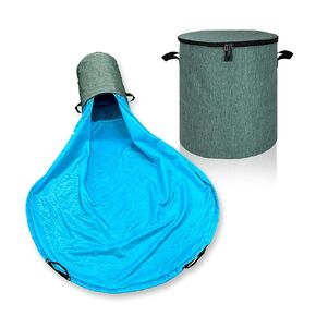 Toy Storage Organizer & Playmat - Large 2-in-1 Toy Bin and Play Mat with Metal Wire Support, Zip Closure, Side Handles - Modern Storage Solutions for Kid's Playroom & Nursery – 15x19"