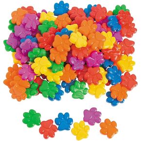 Fun Express Assorted Bright Colors Paw Print Plastic Counters - Classroom Bulletin Board School Wall Decorations Party Supplies - 125 Pieces