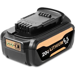 SKYON 20V 6.5Ah DCB206-2 Battery Replacement for DCB206 6Ah DCB205Y 5Ah DCB204 4Ah DCB200 3A 20V MAX* XR Battery Compatible with Dewalt 20V DCD/DCF/DCG Series Cordless Power Tools Battery 2 Pack