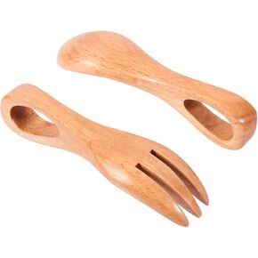 1 Set Spoon Fork Kid Wood Eating Utensils Kids Forks Baby Training Tableware Kids Cutlery Wood Kids Wooden Utensils for Eating Wood Dessert Fork Child Vintage Training Fork