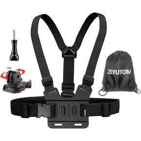 Chest Mount Harness Strap Chesty Body Mount for GoPro Hero 12 11 10 9, with 360° Rotating Base with Shoulder Storage Bag Compatible with Go Pro Hero 12, 11, 10, 9, 8, 7, 6, 5, 4, 3+, 3 Action Cameras