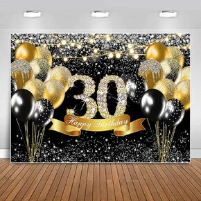 Sensfun 50th Birthday Backdrop Black and Gold Birthday Party Decorations Glitter Balloons Photography Background for Women Men Happy Fabulous 50 Bday Supplies Fifty Years Old Photo Booth Banner 7x5ft
