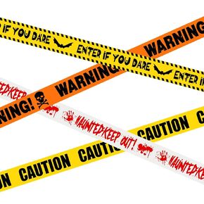 6Pcs Halloween Fright Tape 180ft/54.9m Halloween Caution Tape Warning Tape Enter If You Dare Tape Haunted Keep Out Tape Outdoor Halloween Party Decorations for Room Door Haunted Houses No Stickiness