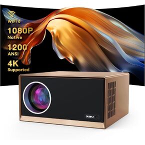 Native 1080P Supprot 4K Outdoor Projector,Projector with Wifi6 and Bluetooth5.3, XIDU 1200 ANSI Home Projector, Movie Projector Compatible with HDMI/USB/TV Stick/DVD/Android/iOS.