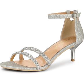 Allegra K Women's Glitter Kitten Heels Heeled Sandal
