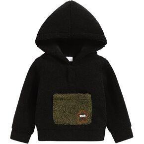 Coco&RARA Toddler Baby Boy Girl Fleece Sweatshirt Baby Long Sleeve Hooded Embroidery Tops Fall Winter Clothes