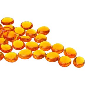 MECCANIXITY Glass Beads,36pcs Flat Glass Gemstone 0.44lbs (0.67-0.87") Glass Marbles Pebbles for Vase Fillers Aquarium Decor DIY Craft(Orange/Red/Orange/Yellow/Deep Red)