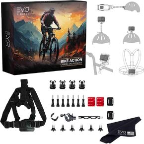 Action Camera Bike Bundle - Mounting Kit for Insta360 X4X3/X2, ACE PRO/ACE/ONE R/RS 360 Cameras | Compatible with GO 2/GO 3/3S and DJI OSMO Action 4/3 and GoPro 12/11/10/9/8 Cameras