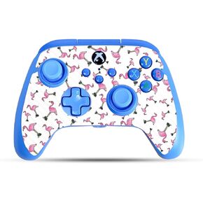 Carbon Fiber Gaming Skin Compatible with PowerA Xbox Series X|S Enhanced Wired Controller - Cool Flamingo - Premium 3M Vinyl Protective Wrap Decal Cover | Crafted in The USA by MightySkins