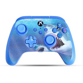 Glossy Glitter Gaming Skin Compatible with PowerA Xbox Series X|S Enhanced Wired Controller - Great Whites - Premium 3M Vinyl Protective Wrap Decal Cover | Crafted in The USA by MightySkins