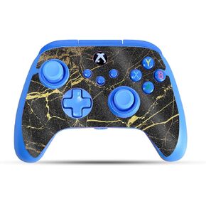 Glossy Glitter Gaming Skin Compatible with PowerA Xbox Series X|S Enhanced Wired Controller - Black Gold Marble - Premium 3M Vinyl Protective Wrap Decal Cover | Crafted in The USA by MightySkins