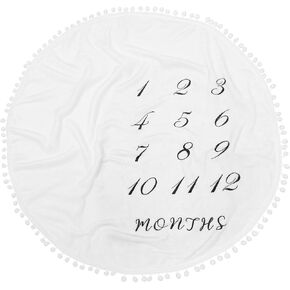 Abaodam 39 Inch Baby Monthly Blanket Floor Playmats Pom Pom Ball Thick Flannel Round Rug for Kids Baby Photography Props in Kuwait