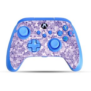 Glossy Glitter Gaming Skin Compatible with PowerA Xbox Series X|S Enhanced Wired Controller - Stained Glass - Premium 3M Vinyl Protective Wrap Decal Cover | Crafted in The USA by MightySkins