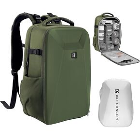 K&F Concept Camera Backpack,Hardshell Photography DSLR Camera Bag with 15-15.6 Inch Laptop Compartment Waterproof Hard Shell Camera Case Compatible for Canon/Nikon/Sony/DJI Mavic Drone