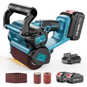 Seesii Cordless Surface Conditioning Tool, 21V Electric Burnishing Polishing Machine, Drum Machine Grinder for Metal Polishing/Rust Removal/Wood Surface Finishing, Drum Sander Tool with 6 Gears Speeds