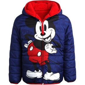 Disney Boys' Jacket - Mickey Mouse Full Zip Up Jacket with Sherpa Lining - Reversible Warm Sherpa Jacket for Boys (3T-6)
