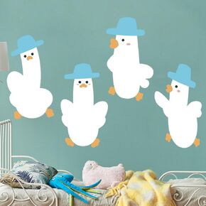 Cartoon White Ducks Wall Stickers Little Ducks Walking Wall Decals DIY Peel and Stick Wall Decor for Kids Bedroom Living Room Nursery Decoration (Duck Wall Decal)