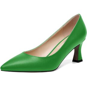 MOVINSTEPS Womens Dress Matte Slip On Office Solid Pointed Toe Spool Mid Heel Pumps Shoes 2.5 Inch