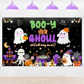 Halloween Gender Reveal Backdrop Booy or Ghoul Gender Reveal Decorations Ghost Pumpkin Gender Reveal Banner Halloween Theme Gender Reveal Photo Background