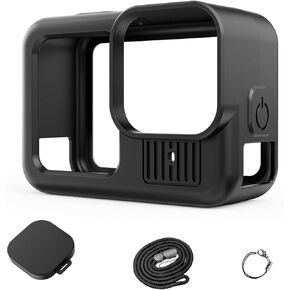 Silicone Case for Go Pro Hero 13 Black, Silicone Rubber Soft Case Protector Cover with Lens Cover Cap Lanyard Accessories Bundle Kit for Hero 13 Black Action Camera (Black)