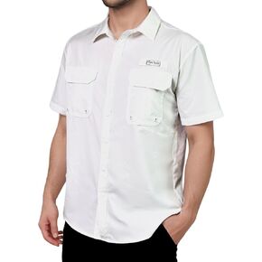 Men's UV UPF 50+ Sun Protection Short Sleeve Shirt, Fishing Shirts for Men, Poncho Shirts for Men, Button Up Shirts for Men, Mens Hiking Shirt, Lightweight, Breathable, Quick Dry - Blue-XX-Large