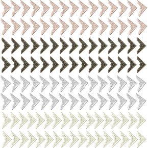 120 Pcs Metal Book Corner Protector Vintage Photo Corners, Iron Guard Cover Book Scrapbooking Corner Protector, Triangle Photo Corners for Scrapbooks Photo Albums Folder Stamp Books (Four Colors)