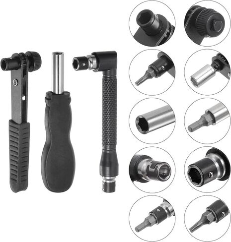 uxcell Flexible Drill Bit Extension Kits, 24pcs Screwdriver Bit Set 1/4" Hex Shank Screw Driver Kit Handle Tools with Black Flexible Extension Bit Shaft in Saudi Arabia