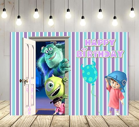خلفية Monster Inc لمستلزمات حفلات أعياد الميلاد مقاس 70.8 × 47.2 بوصة لافتة استحمام للأطفال من Monster Inc and Boo لتزيين طاولة الكيك وحفلات أعياد الميلاد in Kuwait