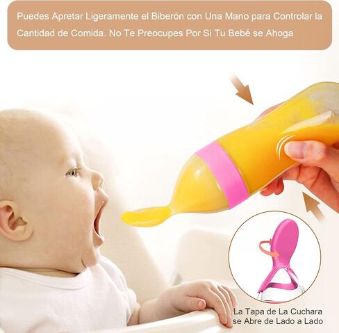 Baby Food Feeder,Baby Food Squeeze Dispensing Spoon Feeder, Silicone Toddler Baby Feeding Spoon, Fresh Food Cereal Squeeze Feeder Hot with Spoon,Silicone Baby Feeding Supplies(Blue) in Saudi Arabia