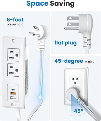 شريط طاقة مجوف مع 18 وات USB-C، 2 منافذ 3 منافذ USB (2 USB-A 1 USB-C) منفذ مكتب قابل للتركيب، منفذ مكتب جبل للطاولة الجانبية/طاولة الأريكة/الأثاث in Kuwait