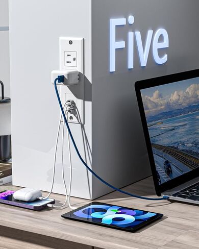شريط طاقة مجوف مع 18 وات USB-C، 2 منافذ 3 منافذ USB (2 USB-A 1 USB-C) منفذ مكتب قابل للتركيب، منفذ مكتب جبل للطاولة الجانبية/طاولة الأريكة/الأثاث in Kuwait
