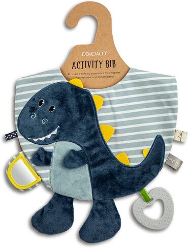 DEMDACO Mommy & Me 11.5 x 10 Inch Textured Fabric, Tactile, Teething Ring, Feeding, Activity Bib in Saudi Arabia