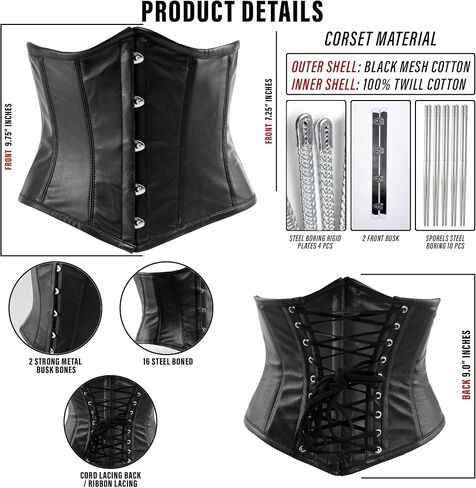 Women's Short Torso Steel Boned Corset Heavy Duty Waist Training Underbust Corset for Truly Defined Curves in Saudi Arabia