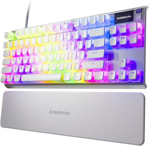 SteelSeries Apex 7 TKL Ghost - لوحة مفاتيح ميكانيكية للألعاب - شاشة OLED الذكية - خطية وهادئة - أغطية مفاتيح Doubleshot PBT Pudding - تخطيط QWERTY الأمريكي in Kuwait