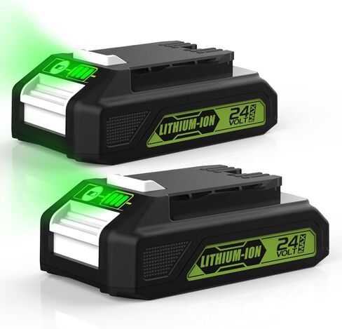 energup 2Pack Replacement Greenworks 24V Lithium Battery 3.5Ah 29842 29852 29322 BAG709 BAG710 20352 22232 2508302 for Greenworks 2X24V (48V) + 2Port 29862 Charger for G-24 Greenworks 24V Battery in Kuwait