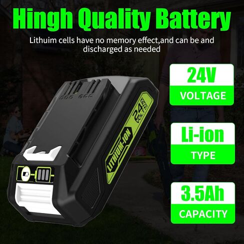 energup 2Pack Replacement Greenworks 24V Lithium Battery 3.5Ah 29842 29852 29322 BAG709 BAG710 20352 22232 2508302 for Greenworks 2X24V (48V) + 2Port 29862 Charger for G-24 Greenworks 24V Battery in Kuwait