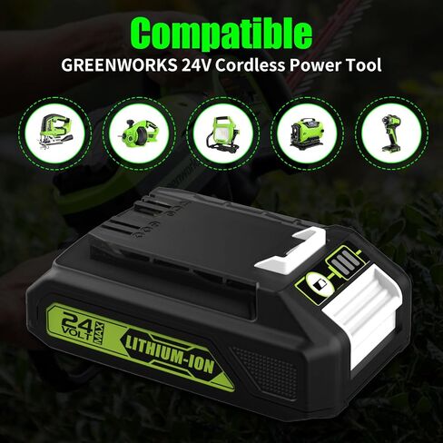 energup 2Pack Replacement Greenworks 24V Lithium Battery 3.5Ah 29842 29852 29322 BAG709 BAG710 20352 22232 2508302 for Greenworks 2X24V (48V) + 2Port 29862 Charger for G-24 Greenworks 24V Battery in Kuwait