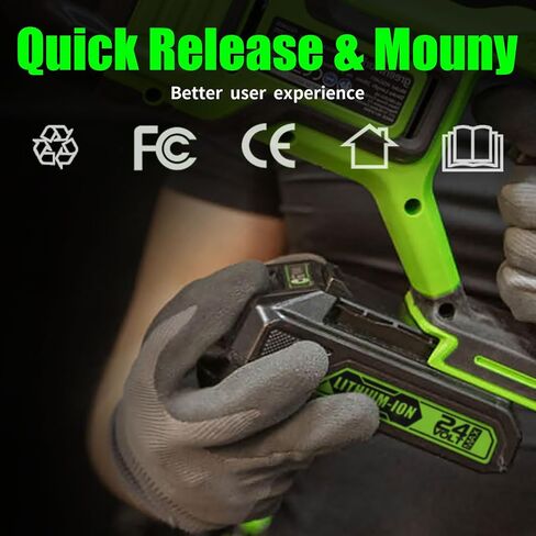 energup 2Pack Replacement Greenworks 24V Lithium Battery 3.5Ah 29842 29852 29322 BAG709 BAG710 20352 22232 2508302 for Greenworks 2X24V (48V) + 2Port 29862 Charger for G-24 Greenworks 24V Battery in Kuwait