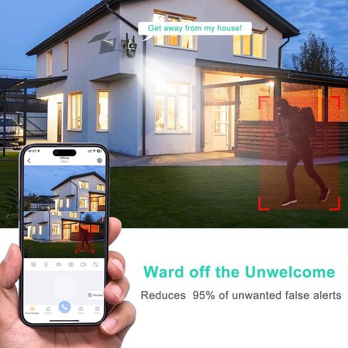 SANSCO 4MP Solar WiFi Security Cameras, Wireless Outdoor Cameras for Home Security, PTZ Surveillance Camera with Dual Lens Color Night Vision, 2-Way Audio, PIR Motion Detection, Light Alarm in Saudi Arabia