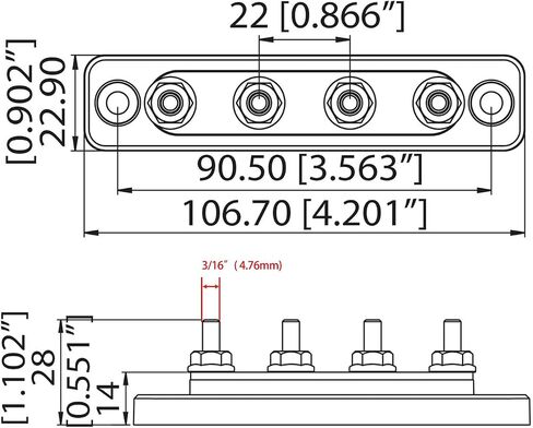 Ground Bus Bar Copper 12V 600A with 4 x 3/8" Studs Terminals Power Distribution Blocks 12 Volt- 48V DC 600 Amp Battery BusBar with Cover for Car Marine RV Solar, Heavy Duty, Black in Saudi Arabia