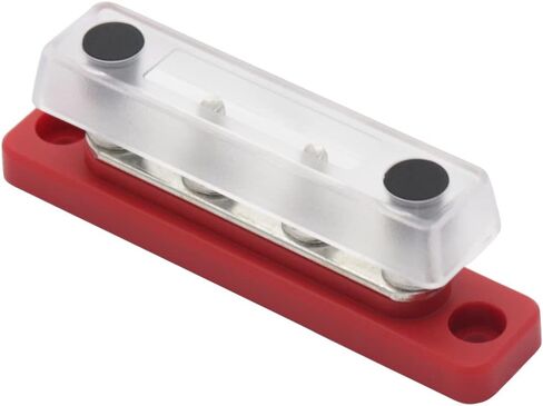 Ground Bus Bar Copper 12V 600A with 4 x 3/8" Studs Terminals Power Distribution Blocks 12 Volt- 48V DC 600 Amp Battery BusBar with Cover for Car Marine RV Solar, Heavy Duty, Black in Saudi Arabia