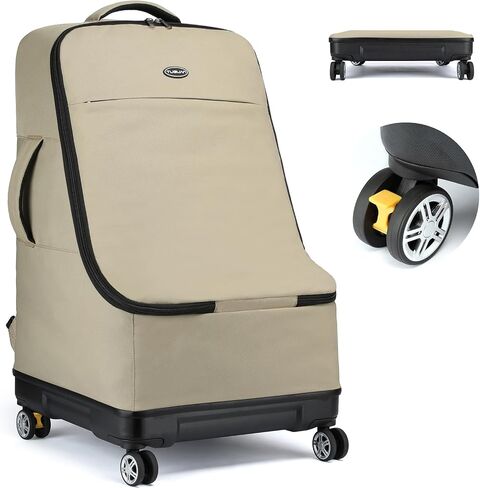 TUGUAN Travel Bag for Air Travel with Spinner Wheels, Infant Car Seat Bags with Hard Bottom, Padded Car Seat Backpack, Large Storage Bag for Airport Check, Black in Saudi Arabia