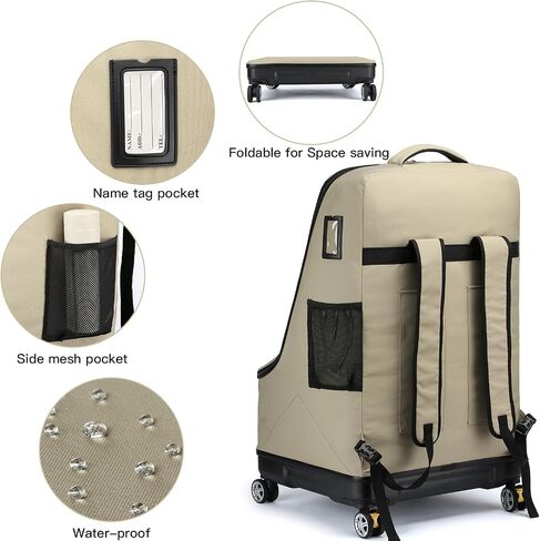 TUGUAN Travel Bag for Air Travel with Spinner Wheels, Infant Car Seat Bags with Hard Bottom, Padded Car Seat Backpack, Large Storage Bag for Airport Check, Black in Saudi Arabia