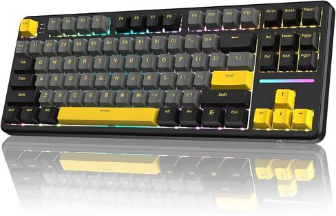 ATTACK SHARK X87 Wireless Mechanical Gaming Keyboard, Tri-Mode BT5.0/2.4GHz/USB-C Gasket Hot Swappable Custom Keyboard, Pre-lubed Strawberry Switches, 75% TKL RGB Backlit Keyboard-Star Black in Saudi Arabia