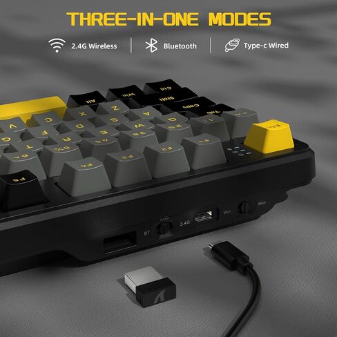 ATTACK SHARK X87 Wireless Mechanical Gaming Keyboard, Tri-Mode BT5.0/2.4GHz/USB-C Gasket Hot Swappable Custom Keyboard, Pre-lubed Strawberry Switches, 75% TKL RGB Backlit Keyboard-Star Black in Saudi Arabia
