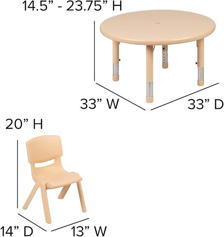 مجموعة طاولة أنشطة قابلة للتعديل بارتفاع 33 بوصة من البلاستيك الأزرق المستدير من Flash Furniture Emmy مع 4 كراسي in Saudi Arabia