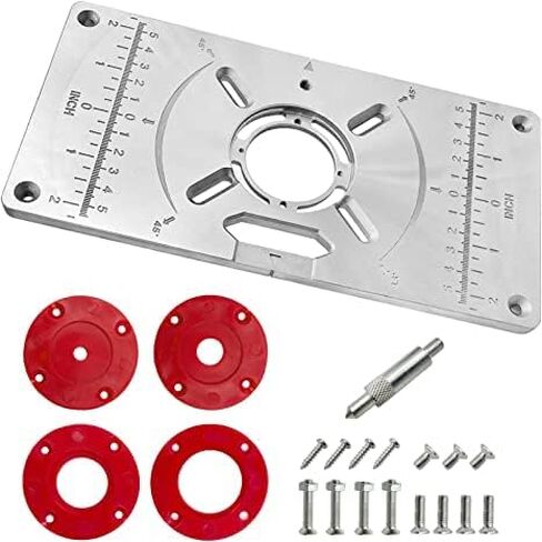 Aluminum Alloy Router Table Insert Plate with Insertion Rings Fixing Screws for Woodworking Benches Trimming Machine Flip Chip Board 235x120x8mm in Saudi Arabia