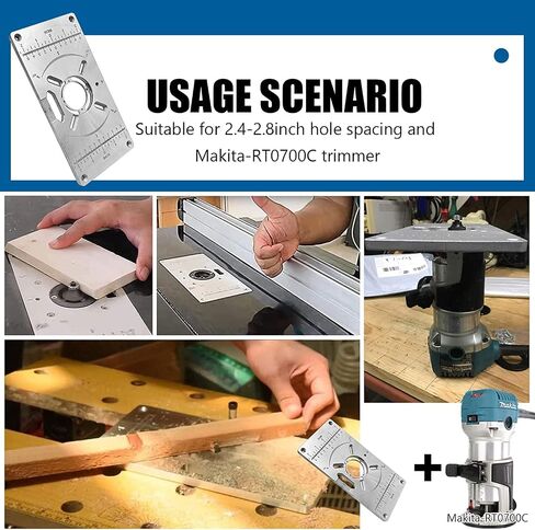 Aluminum Alloy Router Table Insert Plate with Insertion Rings Fixing Screws for Woodworking Benches Trimming Machine Flip Chip Board 235x120x8mm in Saudi Arabia
