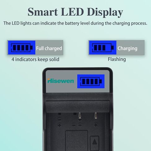 Hisewen NP-BN1 بطارية 2 حزمة وشاحن LED لسوني Cyber-Shot DSC-W800 DSC-W530 DSC-W570 DSC-W650 DSC-W830 DSC-W310 DSC-W330 DSC-TX10 TX20 TX30 DSC-WX100 DSC-W800 DSC-QX10 دسك-QX30 in Kuwait