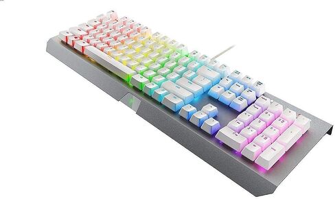 لوحة مفاتيح الألعاب الميكانيكية Razer BlackWidow X Chroma: مفاتيح مفاتيح خضراء - تعمل باللمس والنقر - إضاءة Chroma RGB - هيكل معدني من الدرجة العسكرية - أبيض زئبقي in Saudi Arabia